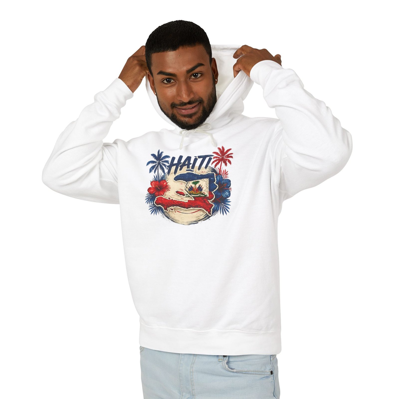 haiti tropical hoodie — vintage palm island graphic